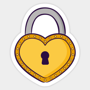 Golden heart-shaped padlock Sticker